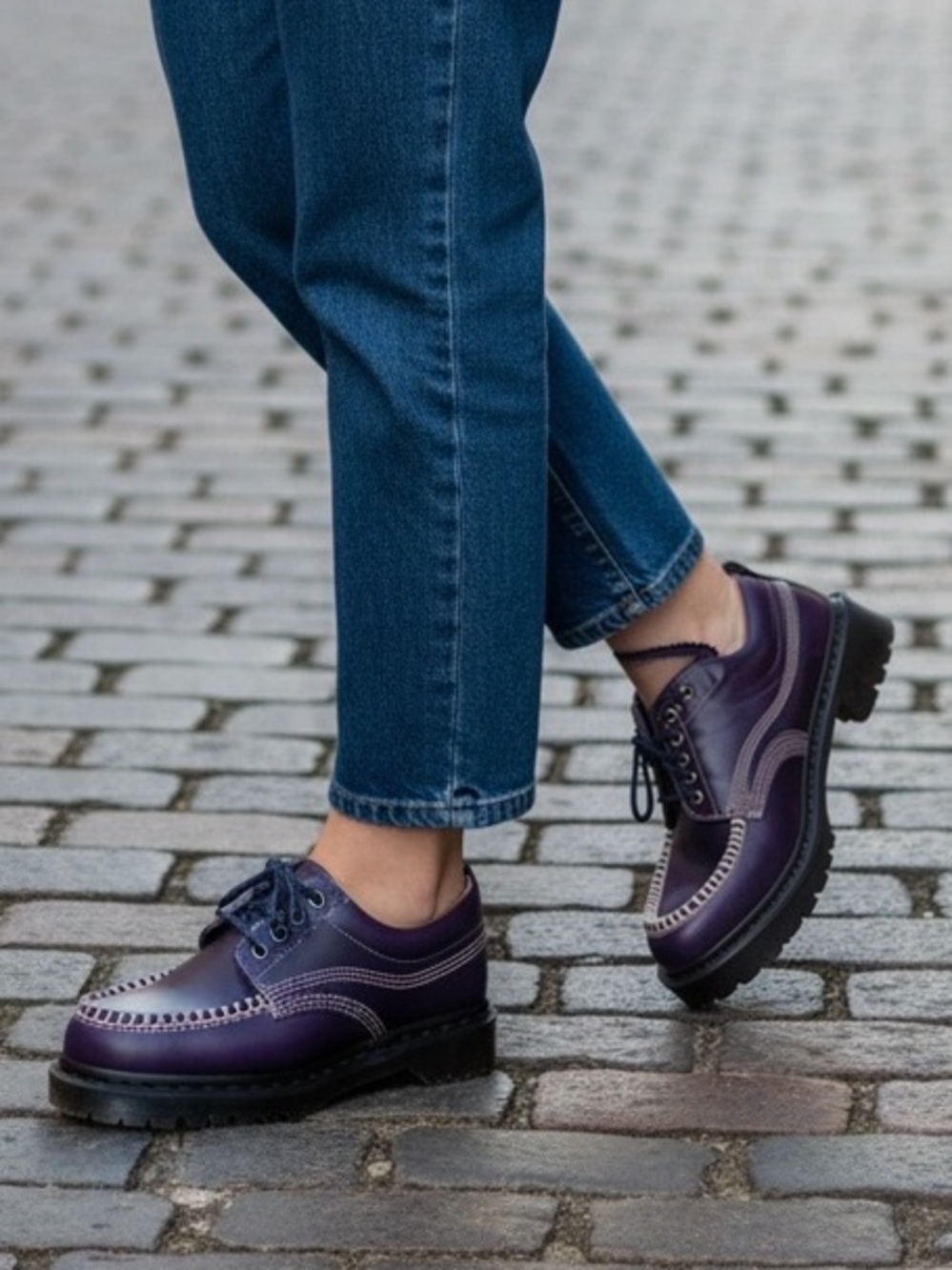 Dr. Martens Lowell Purple Leather Moc Toe Lug Shoes Women’s 8 Men’s 7 NEW